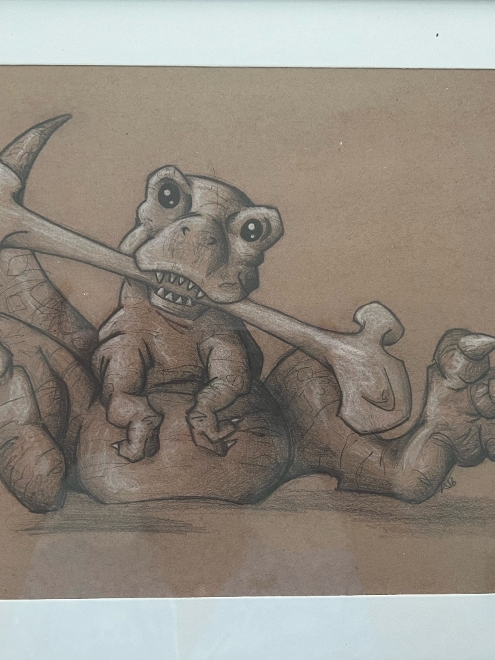 Dinosauer Drawing (artist//not print) with frame
